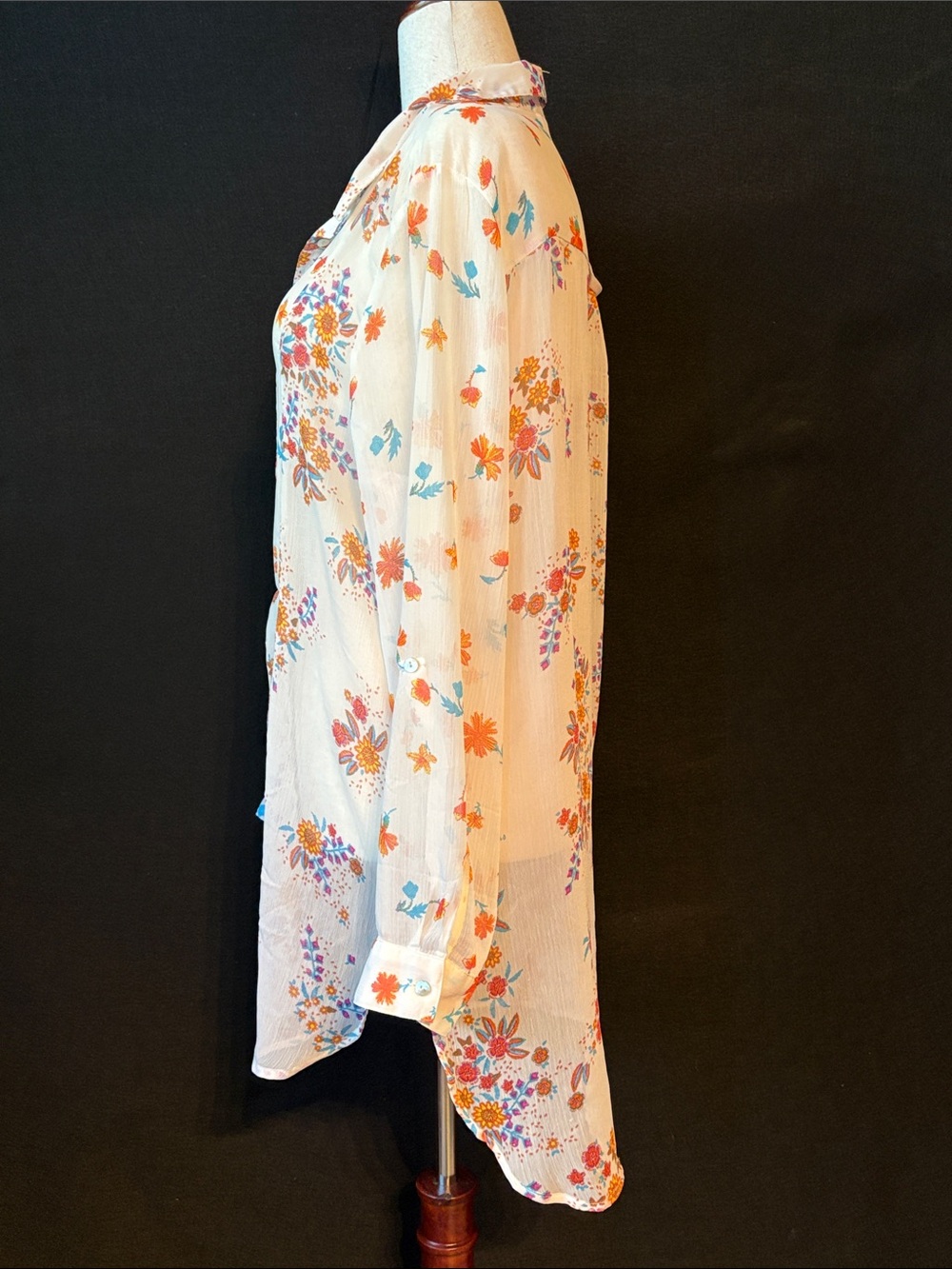 Hope Springs Sheer Off White Floral-Print Button Down Shirt 2XL
